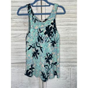 𝅺Charlotte Russe Turquoise & Black Sleeveless Tank Romper Size Small